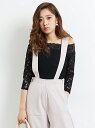 【SALE/50%OFF】LIP SERVICE スカラップレースオフショルTOPS リップサービス カットソー【RBA_S】【RBA_E】【送料無料】