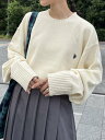 CPCM 【U.S. POLO ASSN.】1ポイント刺繍クルーネックニット シーピーシーエム トップス ニット ホワイト ベージュ グリーン ネイビー【送料無料】
