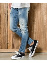 CavariA CavariAストレッチリペアスキニーデニムパンツ シルバーバレット パンツ/ジーンズ【送料無料】