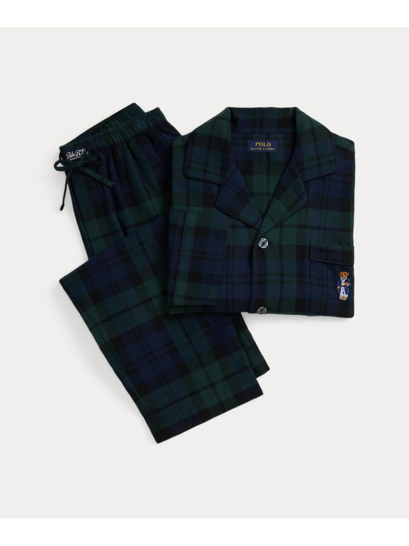 RALPH LAUREN HOME Polo ベア チェック フランネル パジャマ セット ラルフローレン インナー・ルームウェア その他のインナー・ルームウェア グリーン【送料無料】
