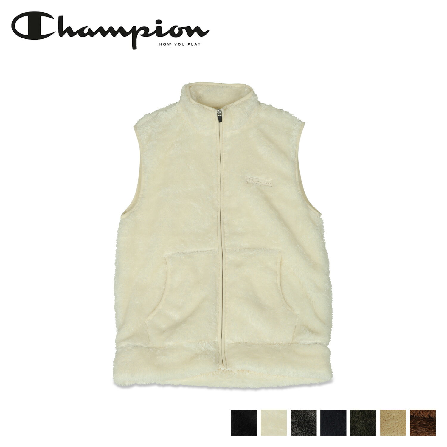 Champion チャンピオン ベスト フリース ボア メンズ レディース ZIP VESTブラック オフ ホワイト グレー ネイビー ベージュ オリーブ ブラウン 黒 C3-L617