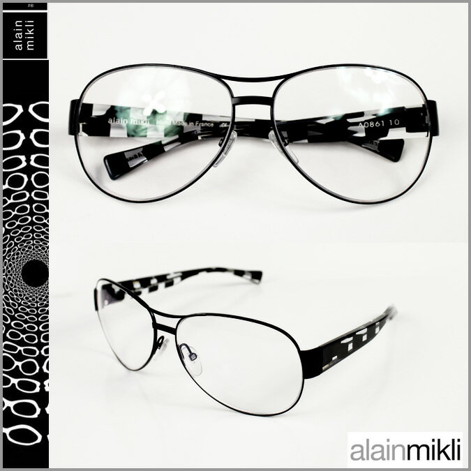 アラン ミクリ/alain mikli メガネ [A0861-10] ブラック クリア オーバル メタルフレーム [男女兼用] 眼鏡 サングラス BLACK CLEAR GLASSES [あす楽/正規]