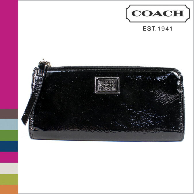 コーチ COACH [オニキス]長財布 ポピー パテント スリム ジップ ウォレット POPPY PATENT SLIM ZIP WALLET [F46098]正規アウトレット/新品/送料無料