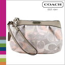 コーチ COACH F47296 ポーチ [マルチカラー] オプティック リネン プリーテッド ミディアム リストレット 正規アウトレット/OUTLET/シグネチャー/送料無料/USA FACTORY/通販/新品