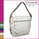 コーチ/COACH レザー ダッフル ショルダーバッグ/シルバー LEATHER DUFFLE SHOULDER BAG SILVER 延長!!COACH