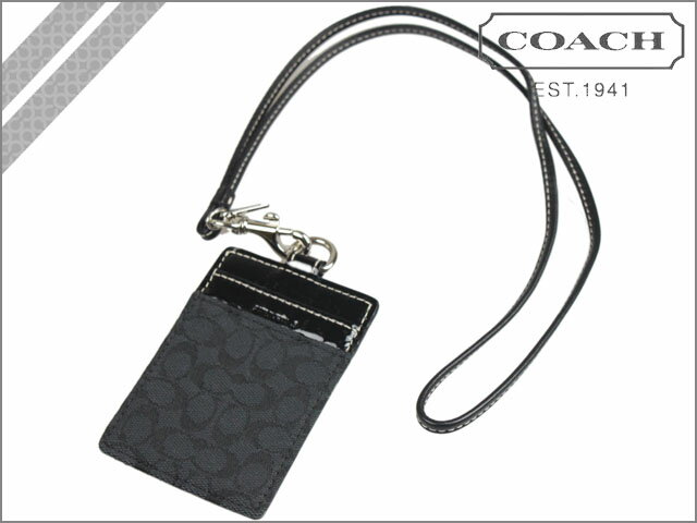 コーチ COACH F60357 カードケース [ブラックグレー×ブラック] シグネチャー ランヤード 名刺入れ正規アウトレット/OUTLET/シグネチャー/送料無料/USA FACTORY/通販/新品　[7/21 再入荷]