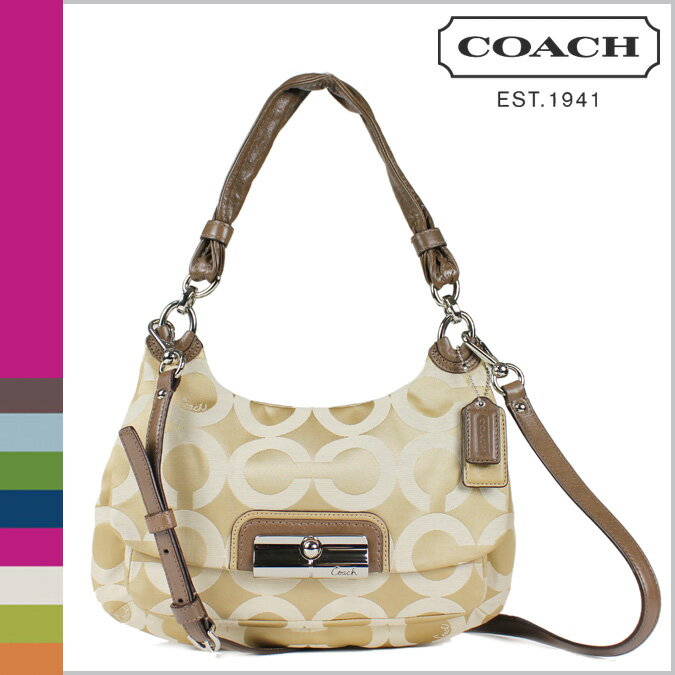 コーチ COACH [3/21 再入荷] [ライトカーキ×ブラウン]クリスティン オプ アート サテン ヒッピー 2way ショルダーバッグKRISTIN OP ART SATEEN HIPPIE 2way SHOULDER BAG[F16953] アウトレット/新品/レディース/送料無料