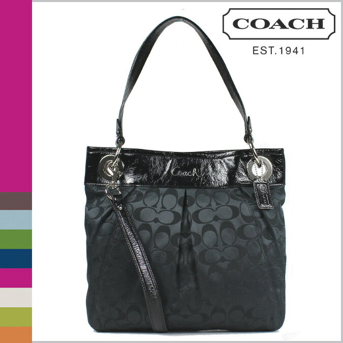 コーチ COACH [3/17 再入荷] [ブラックグレー×ブラック] 2way ショルダーバッグ アシュレー シグネチャー サテン ヒッピー ASHLEY SIGNATURE SATEEN HIPPIE 2way SHOULDER BAG BLACK GREY×BLACK[F17599] アウトレット/新品/レディース