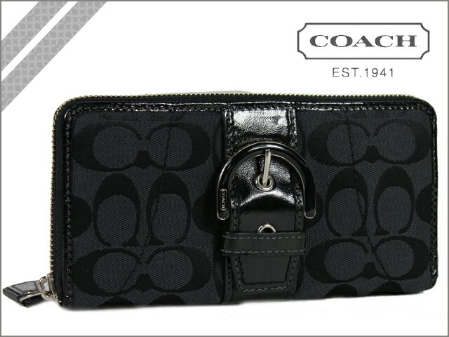 コーチ COACH [ブラックグレー×ブラック]長財布ソーホー シグネチャー バックル アコーディオン ジップアラウンド ウォレット ブラック×ホワイト WALLET/SOHO SIGNATURE BUCKLE ACORDION 〔F45575〕 アウトレット/レディース/送料無料〔3/24再入荷〕