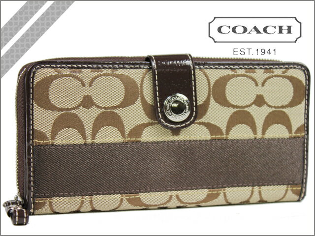 コーチ COACH F45798 長財布 [カーキ×マホガニー] シグネチャー ストライプ ウォレット 正規アウトレット/OUTLET/シグネチャー/送料無料/USA FACTORY/通販/新品★対象商品大幅値下げ★到着後レビューを書くと送料無料★シグネチャー バッグ 財布 正規アウトレットCOACH コーチ