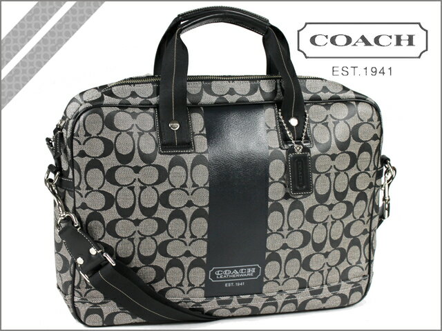 コーチ COACH F70431 メンズ [ブラック×ホワイト] 2way ショルダーバッグ ヘリテージ ストライプ ブリーフケース 正規 アウトレット/USA/FACTORY/通販/新品★対象商品大幅値下げ★到着後レビューを書くと送料無料★シグネチャー バッグ 財布 正規アウトレットCOACH コーチ