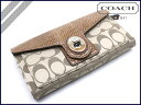 コーチ/COACH ペイトン シグネチャー チェックブック 長財布 カーキ×ナツメグ PEYTON SIGNATURE CHECKBOOK WALLET KAHKI×NUTMEG 延長!!COACH全品