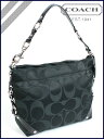 COACH 24CMシグネチャーサテンカーリーショルダーバッグ ブラックコーチ SIGNATURE SATIN CARLY SHOULDER BAG BLACK -延長決定!!-COACH お年玉SALE!!