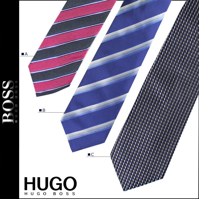 ヒューゴ ボス/HUGO BOSS/ ネクタイ [ピンク ブルー ネイビー] ストライプ 小紋/ピュア シルク/イタリア製/メンズ [正規]