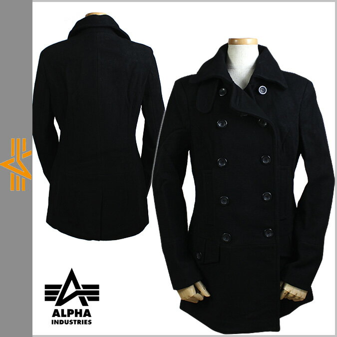 [SOLD OUT]送料無料 アルファ ALPHA INDUSTRIES Pコート ピーコート [ ブラック ] OLIVIA メンズ レディース コート ジャケット ユニセックス MJO38011C1 [ 正規 あす楽 ]