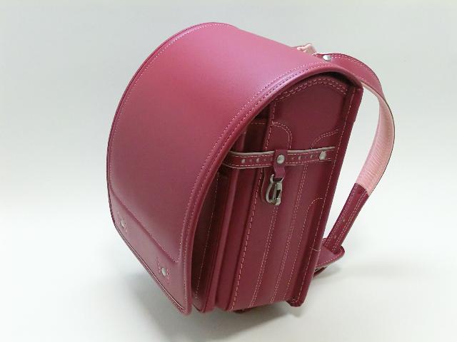 【送料無料】ボルサ牛革ランドセル-Eローズ、背部：ピンク、ステッチ：ピンク