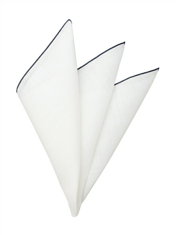 ポケットチーフ リネン パイピング ホワイト スーツスクエア