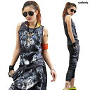 ●2669●ダンストップス ダンスTシャツ ダンス衣装 ステージ衣装 HIPHOP 忘年会 出し物 余興 ガールズ ダンスウェア HIPHOPダンス タンクトップ オオカミプリントノースリーブTシャツ プリント ダンス 衣装 ヒップホップ 文化祭 忘年会 出し物 余興 U.S.A. USA