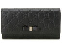 グッチ GUCCI 長財布 388679 CWC1G 1000 グッチシマ レザーボウ リボン ブラック