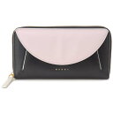 マルニ MARNI ラウンドファスナー長財布 ブラック×ピンク レディース