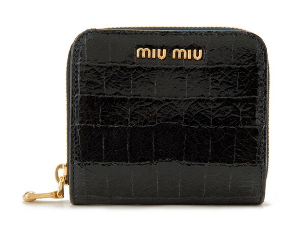 ミュウミュウ miu miu 二つ折り財布 5M0222 NKG F0002 NERO ブラック【マラソン201207_ファッション】【5250円以上で送料無料】