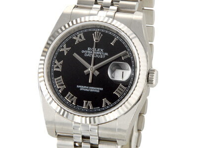 5250円以上で送料無料ポイント最大10倍中 3/17 10:00-3/22 9:59ROLEX ロレックスオイスターパペチュアルデイトジャストSS/WGベゼル メンズ116234ブラック ローマインデックス