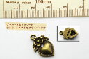 プチハート&フラワーのアンティークアクセサリーパーツ☆【一個】【メール便/ゆうパケット対応】【アクセサリーパーツ/チャーム】【デコ素材】