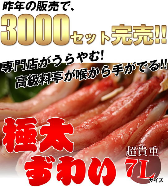 カニ 蟹 ズワイガニ ポーション超特大7L生ずわいかに500g【送料無料】【お試し】【Fo_3/4_3】