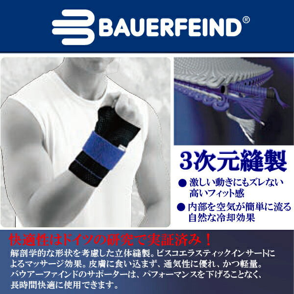 【6月度 月間優良ショップ受賞】バウアーファインド(BAUERFEIND) マニュTrain (カラー：黒) 手首サポーター 手首周辺の不安定・痛みの緩和