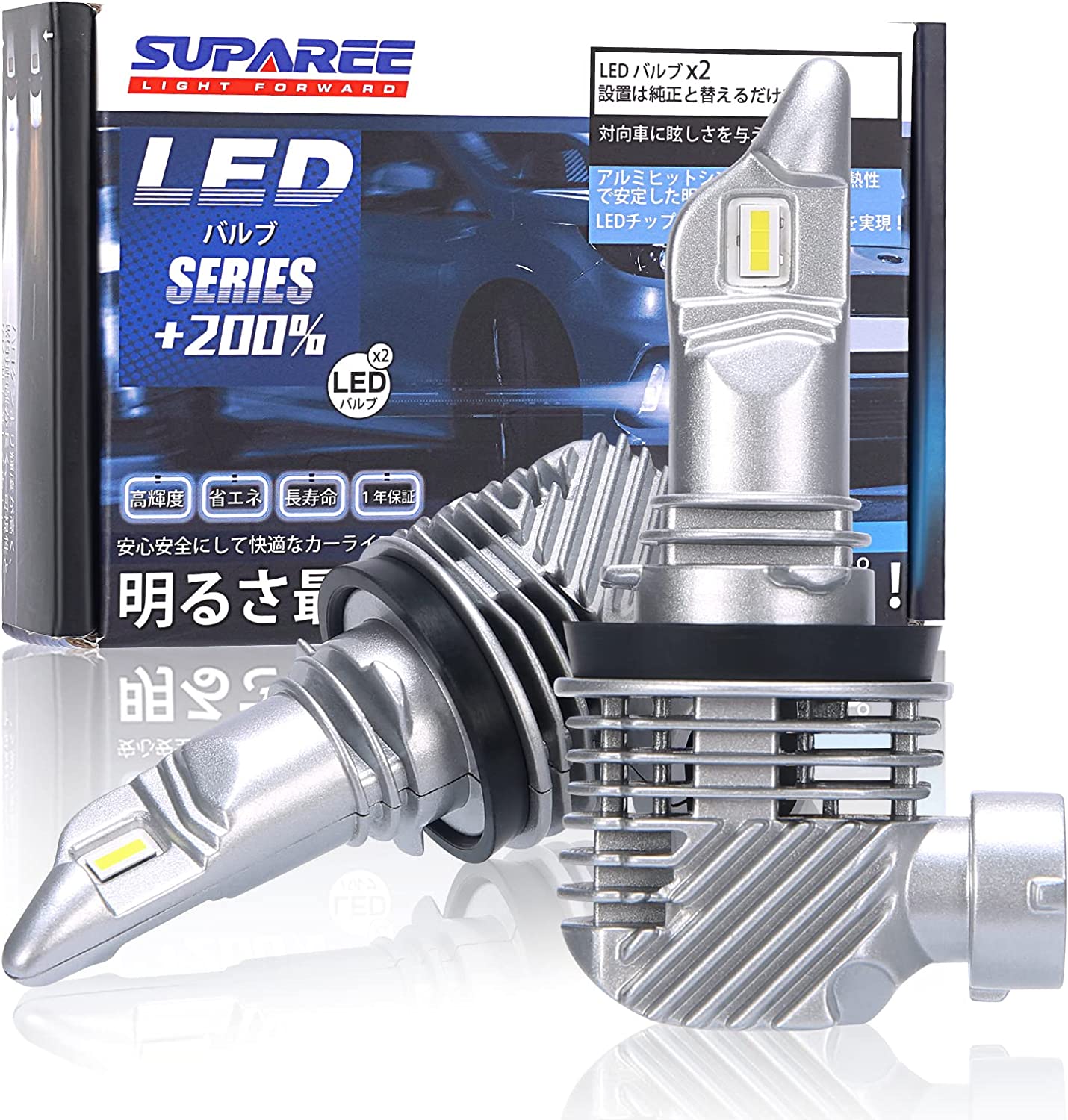 【令和2年最新モデル】SUPAREE H7 H8/H11 HB3/HB4通用 led ヘッドライト 新車検対応 12000LM 40W 12V/24V車対応(ハイブリッド車・EV車対応) ホワイト 6500K イエロー 3000K ファンレス 爆光 フォグランプ LEDバルブ 2個入 3年保証