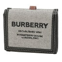 バーバリー BURBERRY 財布 ホースフェリープリント コットンキャンバス フォールディングウォレット 8039546-A1189 BLACK/TAN