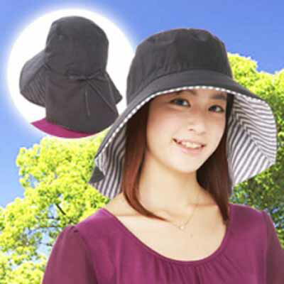 【メール便送料無料　代引不可】りぼんde調節UVカットつば広帽子サイズ調整できるかわいいリボン付き！