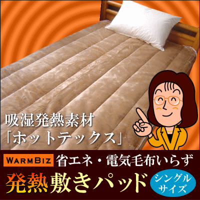 電気毛布いらずの吸湿発熱ホットテックス敷きパッド[シングルサイズ]【送料500円】【HLS_DU】【choice1000】【SBZcou1208】