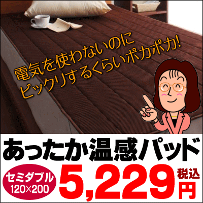 【送料無料】あったか温感パッド【セミダブル：120×200】[▼送無]【セール SALE】【choice1000】【SBZcou1208】