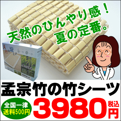 孟宗竹・天然竹シーツ自然竹の涼感　天然の涼しさ−3度青森ヒバ加工で抗菌防臭効果シングルサイズ【COOL寝具】【choice1000】【SBZcou1208】