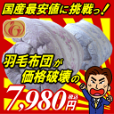 楽天国産最安値に挑戦！67%OFF羽毛布団が価格破壊の7,980円！柄込みダウン率70％の超激安！【シングルロング】150×210cmあす楽対応【HLS_DU】【choice1000】【SBZcou1208】