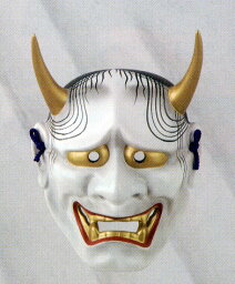 陶器製　能面　吉祥面　【般若・<strong>はんにゃ</strong>】　Noh mask　〈海外旅行・外国人へのお土産・プレゼントにも人気です。　陶器製品 日本の伝統品 日本の伝統工芸品 日本の伝統文化 仮面 能面 お面 おめん のうめん きっしょうめん 人形の鈴勝（すずかつ）通販〉