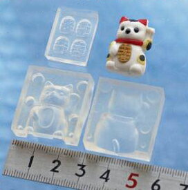 1/10以降順次発送 (S169)シリコンモールド 福運 招き猫 小判付き