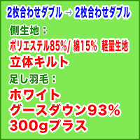 羽毛布団打ち直し(プレミアムダウンウォッシュ)2枚合わせダブルサイズ+保管サービススペシャルコース