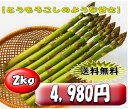 送料無料【トモロコシのように甘いアスパラ】2kg北海道富良野産 最高級プレミアム グリーンアスパラ秀品(Lサイズ1kgMサイズ1kg)【合計2kg】 【送料無料】 【we_pup090417】【モバイル_0420】【090413_送料無料企画】