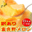 ご予約販売 北海道富良野産 赤肉メロン(めろん) 訳あり(ワケアリ) 8キロ入り(4?8玉) 【業務用】 【訳まち】【ワケ待ち】