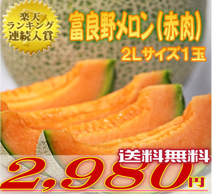 【北海道富良野産メロン】赤肉メロン（2Lサイズ1玉）【送料無料】　【7月発送開始】10P05Oct11