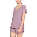 【クーポンで最大2000円OFF】(取寄)アンダーアーマー レディース リカバリー スリープウェア ショート スリーブ Underarmour Women's Recovery Sleepwear Short Sleeve Purple Fade Heather