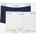 【クーポンで最大2000円OFF】(取寄)カルバンクライン アンダーウェア 2 パック モダン コットン ストレッチ トランクス Calvin Klein Underwear 2 Pack Modern Cotton Stretch Trunks SnowHeather Shoreline