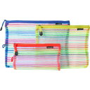 (取寄) ユニセックス メッシュ ストライプド ポーチ セット - 3パック Travelon unisex Travelon Mesh Striped Pouch Set - 3-Pack Colorful Stripes