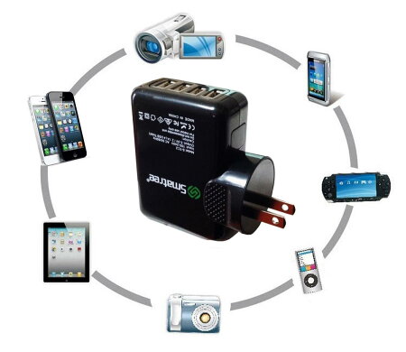 【GoPro】SmatreeGoProHERO4急速充電器+バッテリー2個+ウォールチャージャー+USBケーブル+シガーソケットプラグ+ヨーロッパプラグ変換7点セットS-2