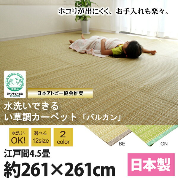 送料無料 撥水カーペット撥水 ラグ 江戸間4.5畳 約261×261cm 洗える PPカーペット ラグマット 防水 野外 敷物 水洗い ビニールカーペット 軽量 洗える バルカン アウトドア ピクニックシート レジャーシート レジャーマット ウォッシャブル ござ ゴザ 茣蓙 子供部屋