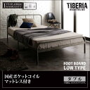 デザインスチールベッド【Tiberia】ティベリア_フッドロー 【国産ポケットコイルマットレス付き】ダブル