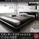 送料無料 ライト 棚 コンセント付き ベッドフレーム マットレスセット シングル フロアロー