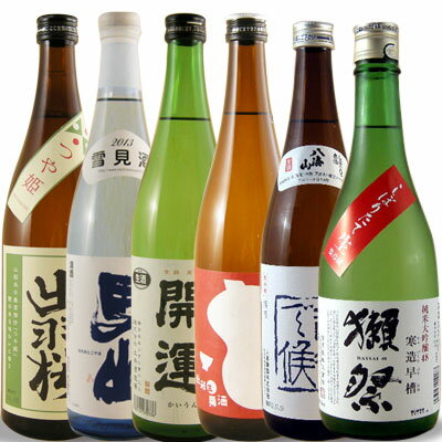 日本酒飲み比べ　6本セット　獺祭・青越後・国権・開運しぼりたて・根知雪見酒・出羽桜　720ml×6　楽天市場ランキング入賞！